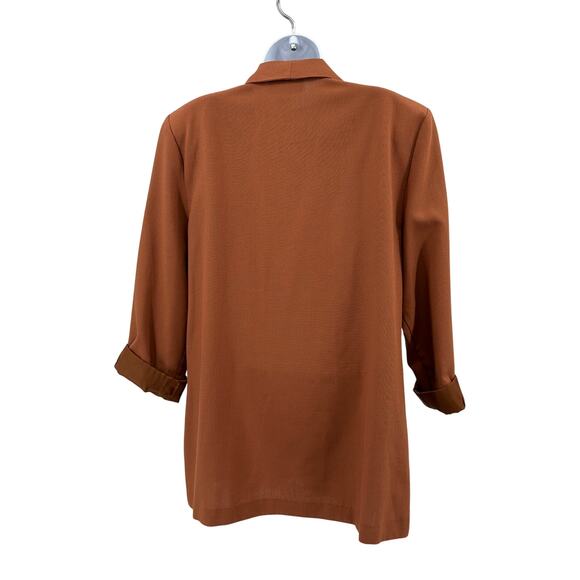Requirements Open Front Blazer Jacket WMNS 12 Orange Single Button Long Sleeve - Picture 9 of 11
